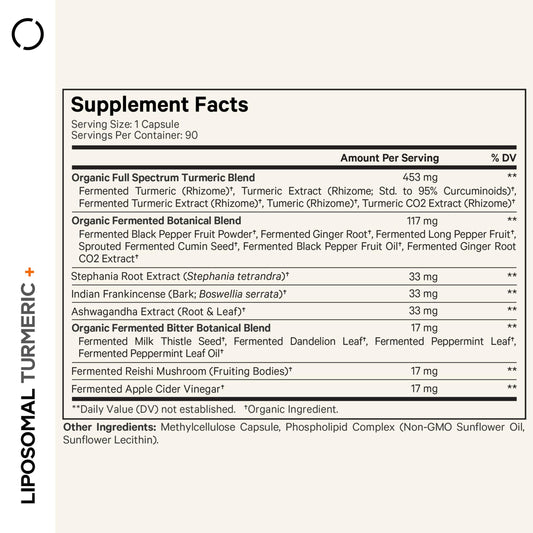 Codeage turmeric bottle label close-up highlighting 95% curcumin extract.