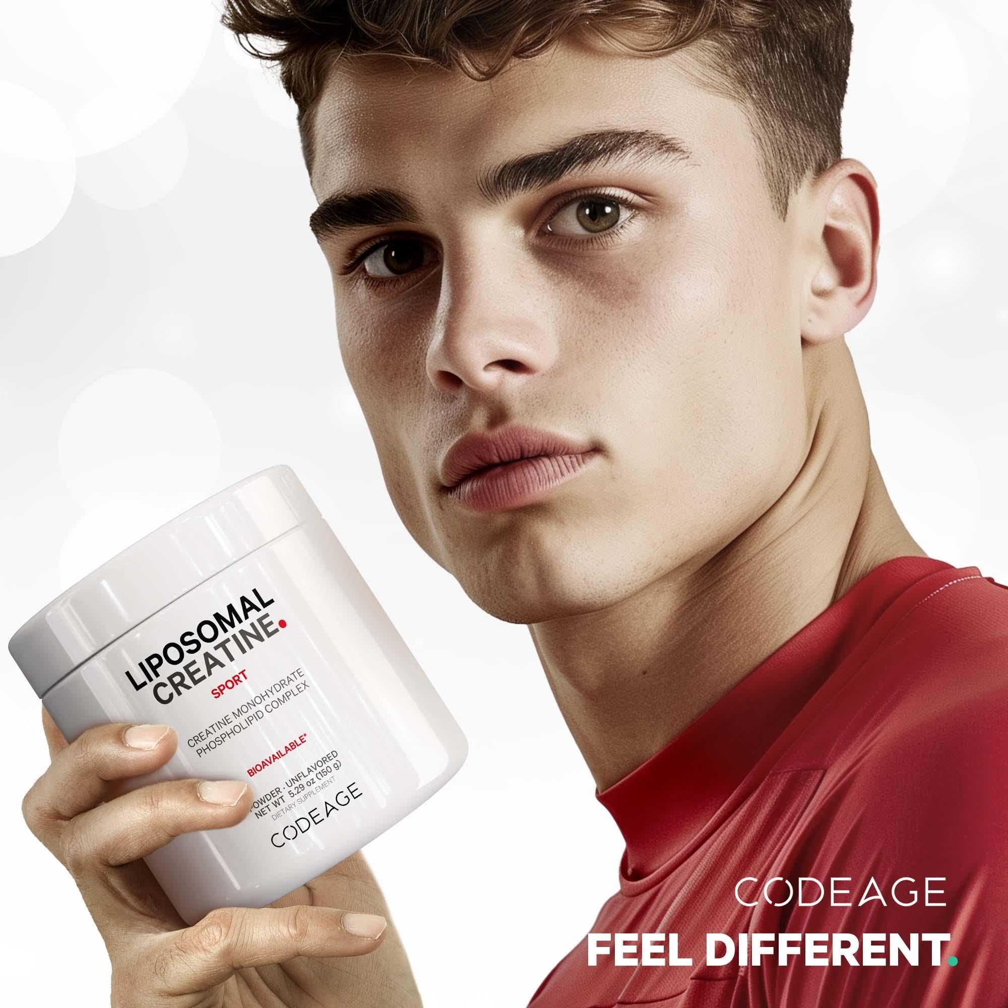 Codeage phospholipid delivery visual emphasizes advanced liposomal technology for smooth mixing.