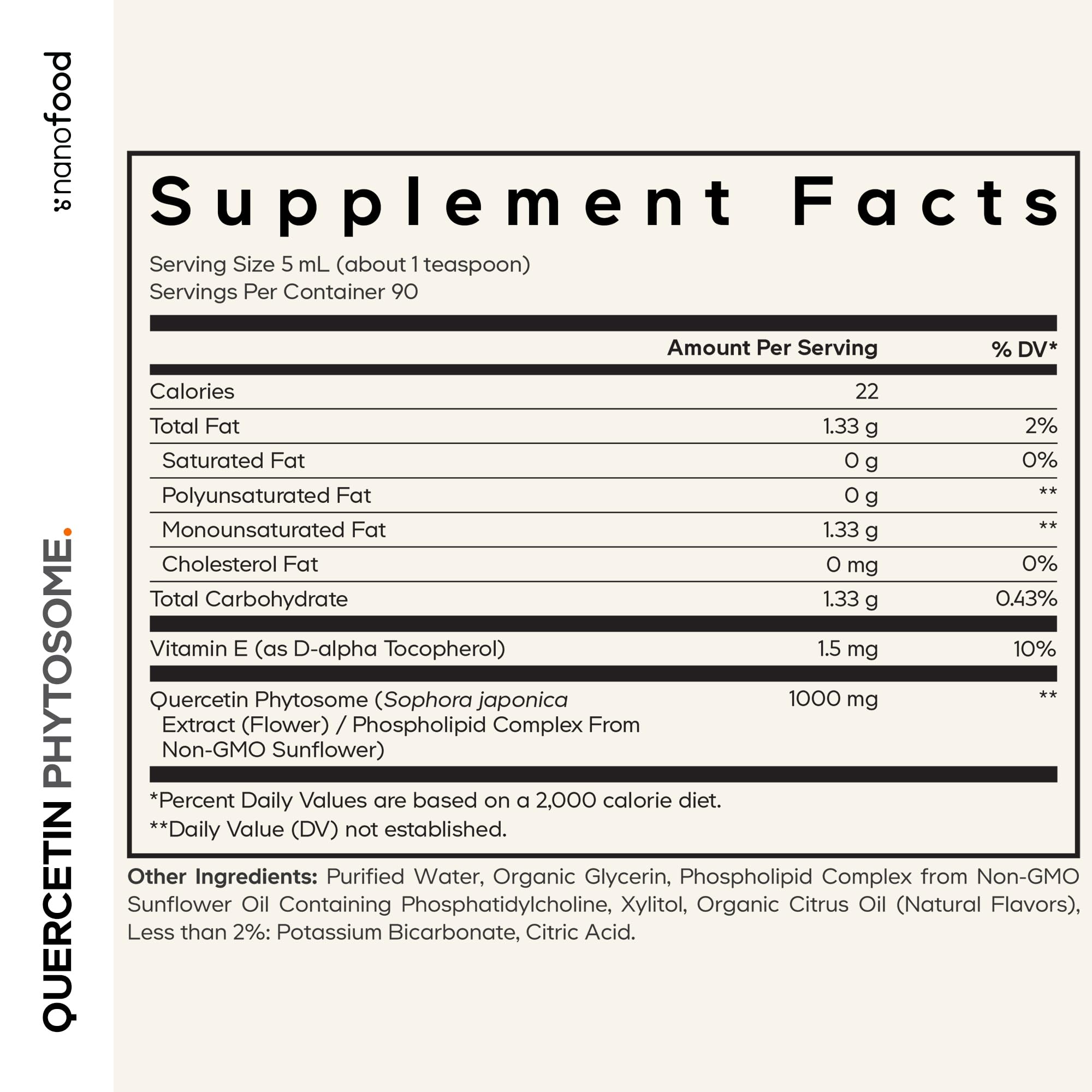 Codeage Quercetin Phytosome liquid drops with teaspoon illustrates simple daily dosing.