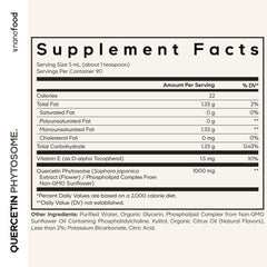 Codeage Quercetin Phytosome liquid drops with teaspoon illustrates simple daily dosing.