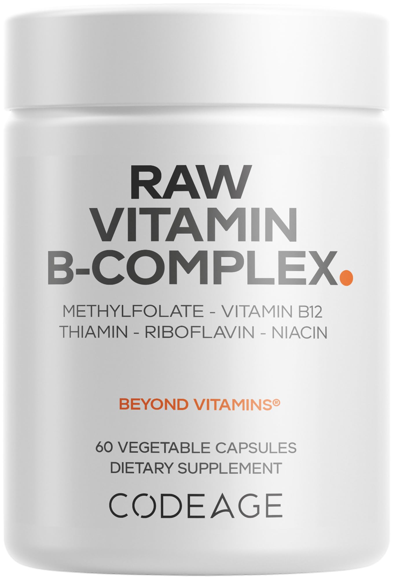 Codeage Raw Vitamin B-Complex bottle with capsules for daily energy