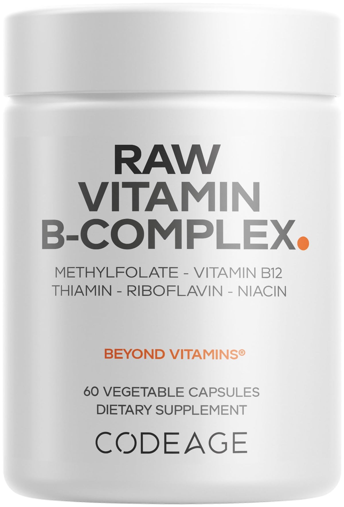 Codeage Raw Vitamin B-Complex bottle with capsules for daily energy