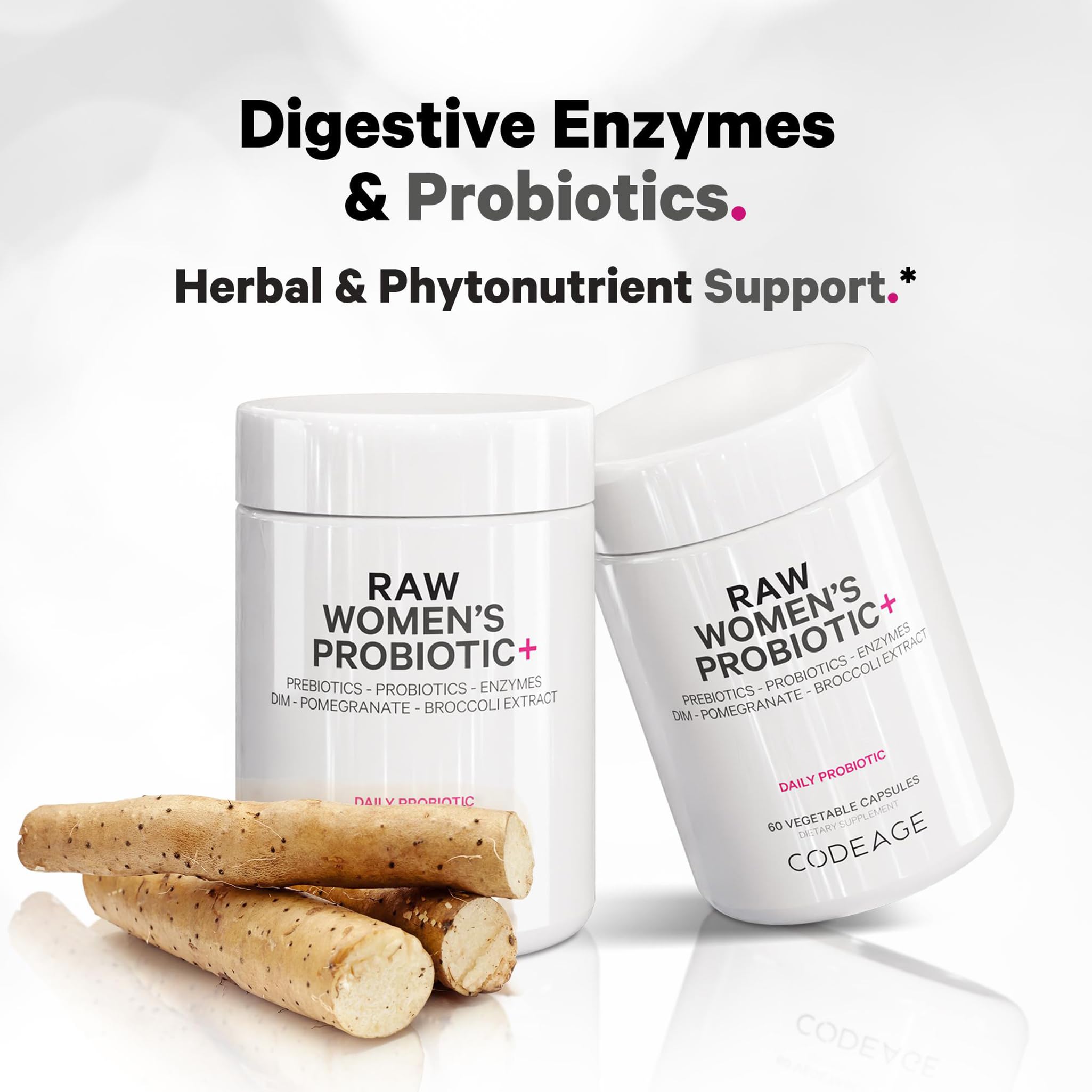 Codeage Raw Women's Probiotic+ herbal extracts include chaste tree and black cohosh