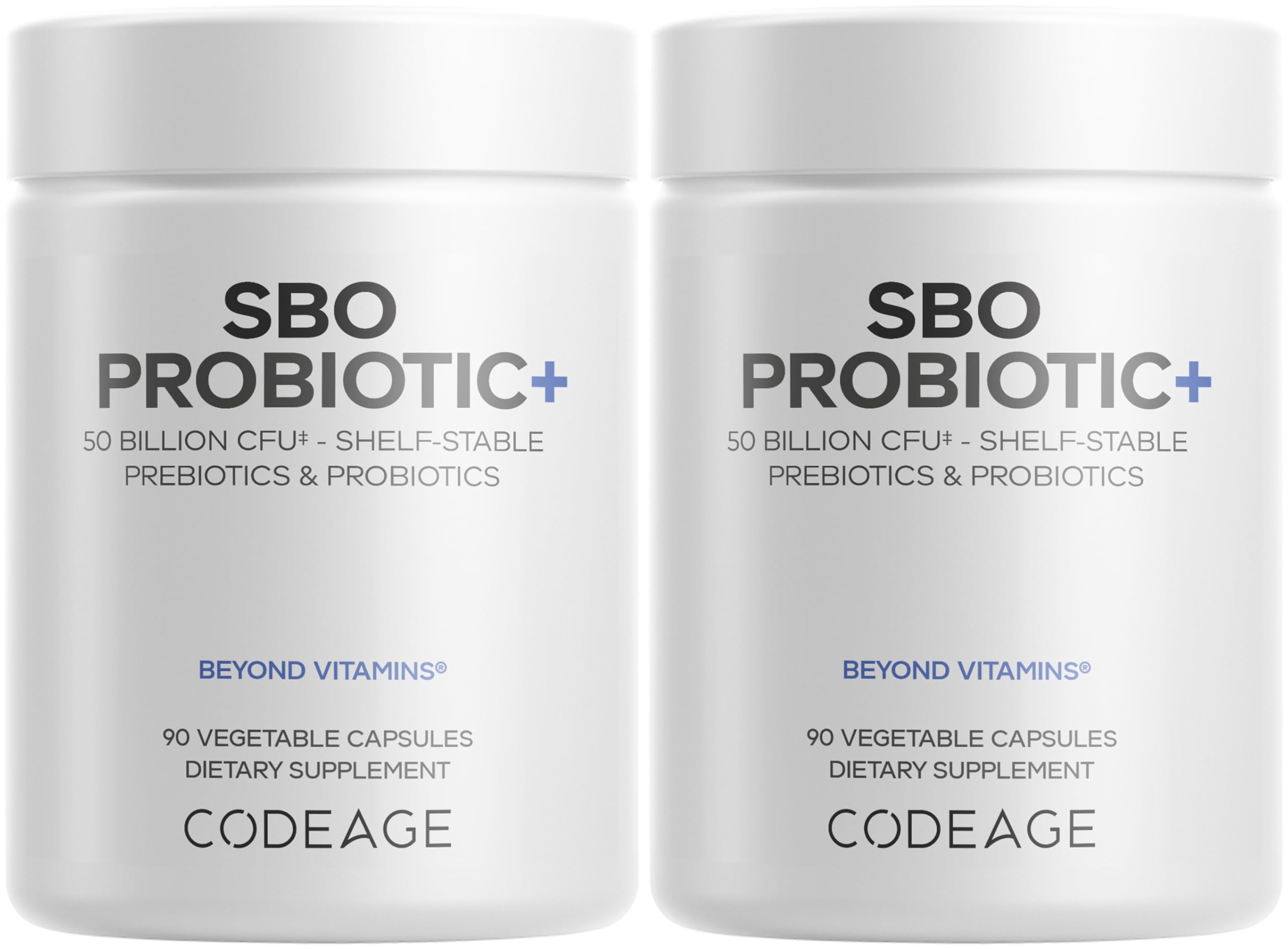 Codeage SBO Probiotic bottle highlighting 50B CFUs for daily probiotic convenience.