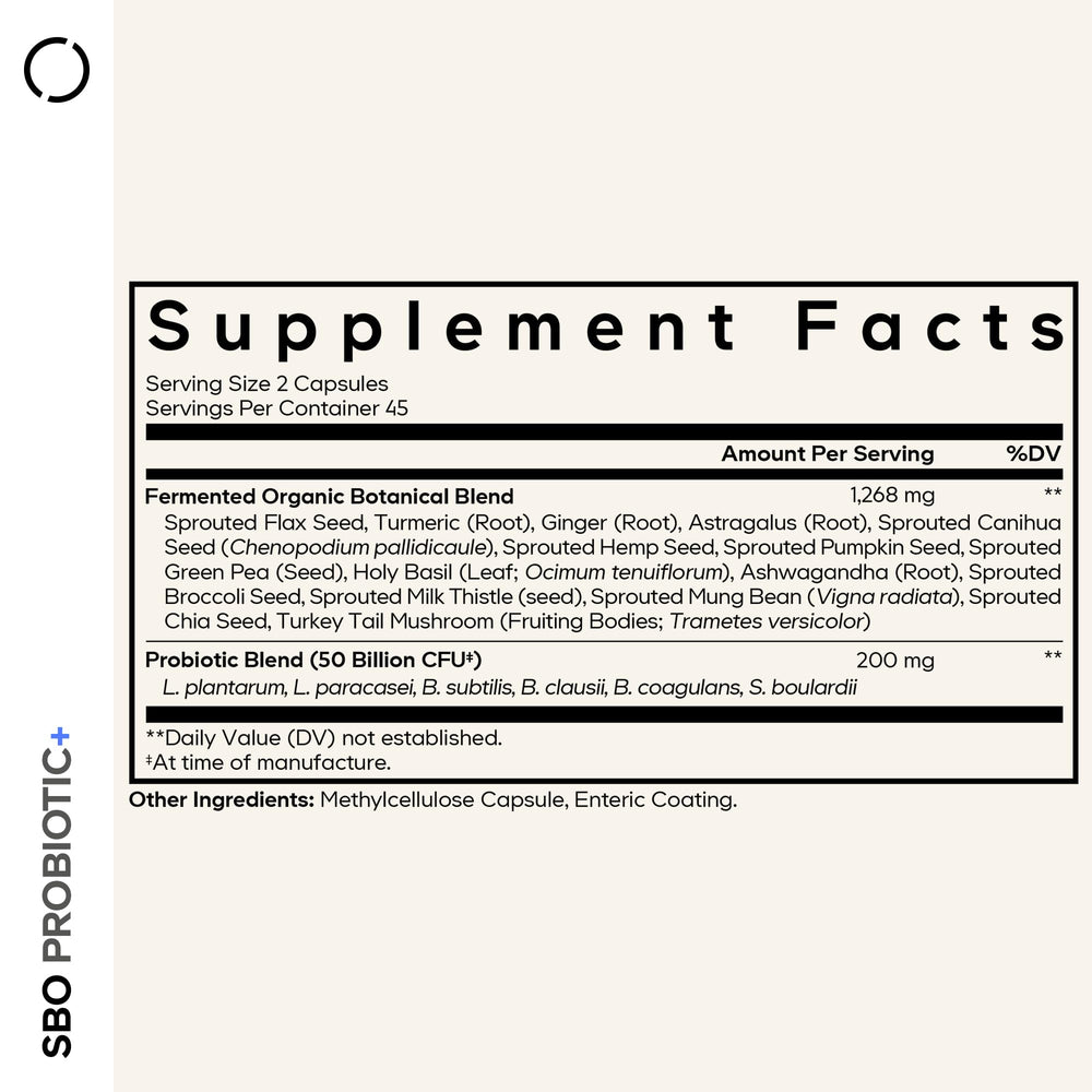 Codeage SBO Probiotic label shows multi-strain blend and 50B CFUs