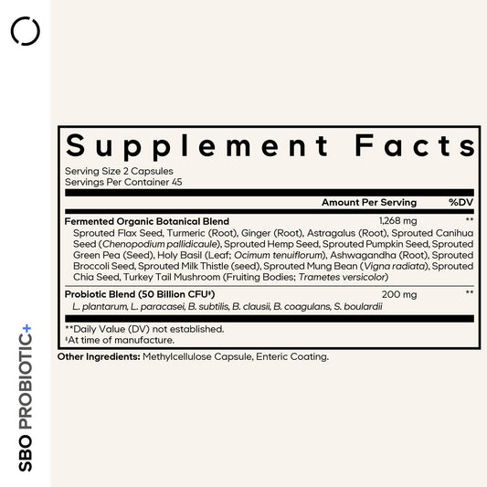 Codeage SBO Probiotic capsules close-up for easy daily use.