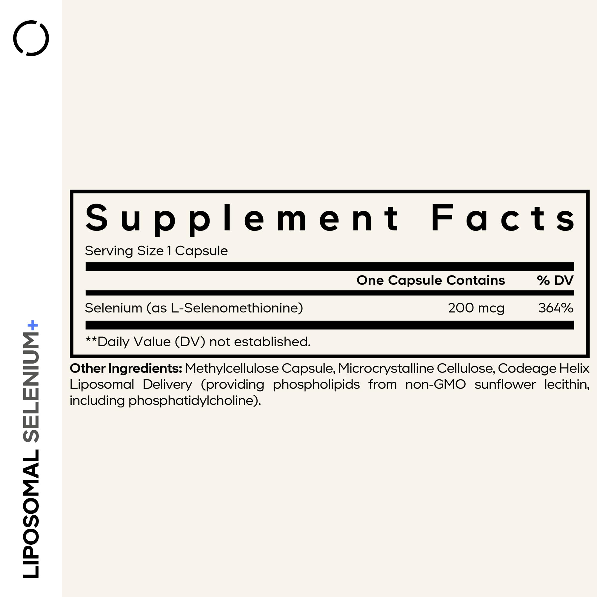 Codeage Selenium capsules closeup highlighting easy daily use.