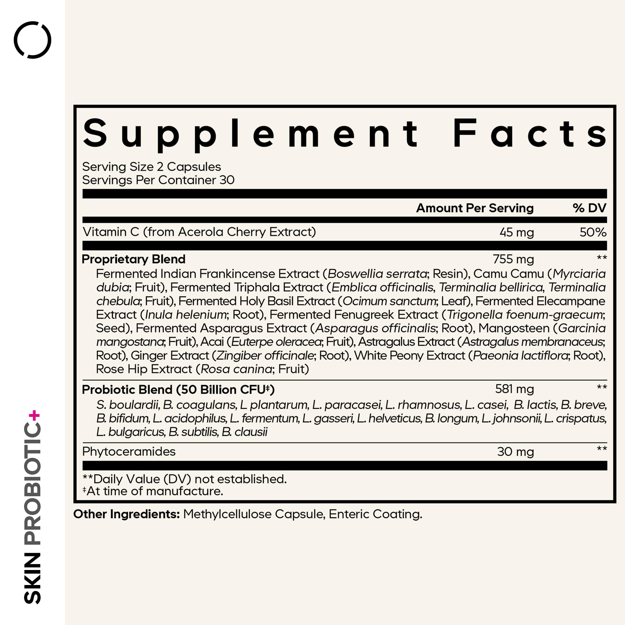 Closeup of Codeage Skin Probiotics capsules for convenient daily intake
