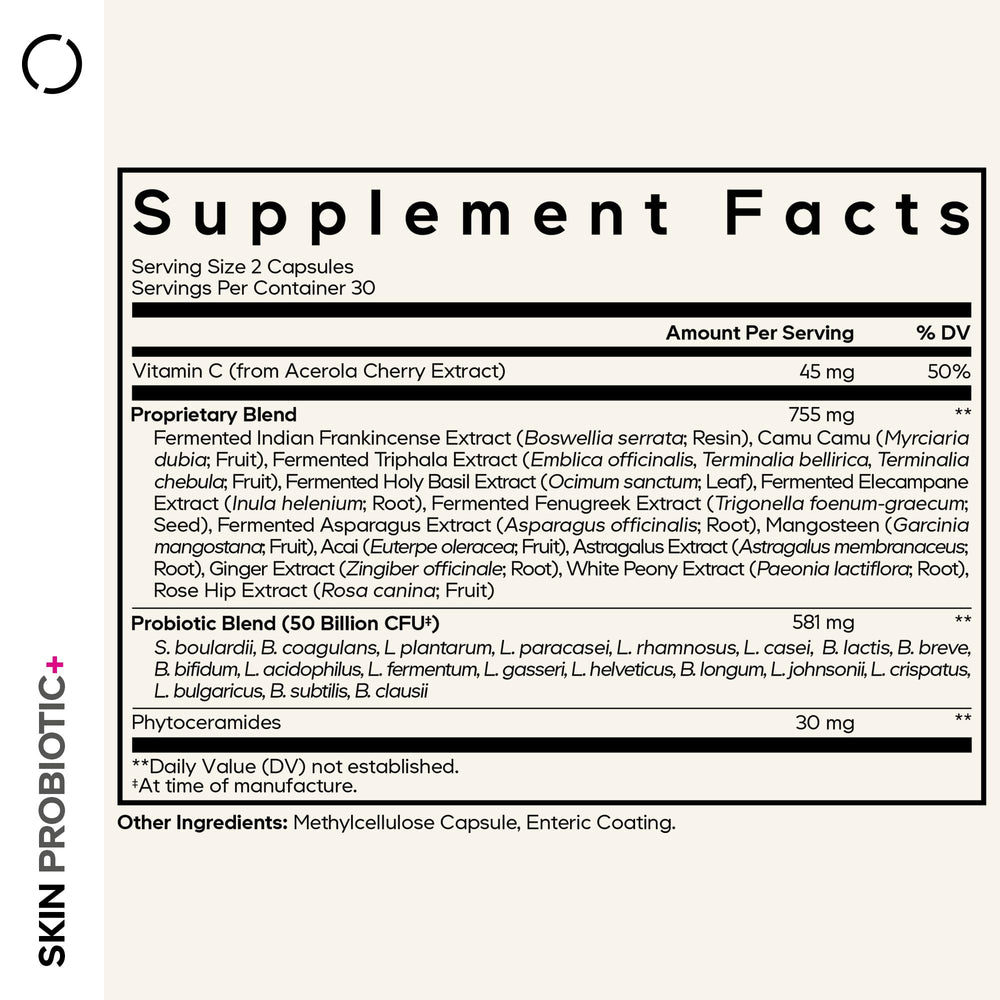 Closeup of Codeage Skin Probiotics capsules for convenient daily intake