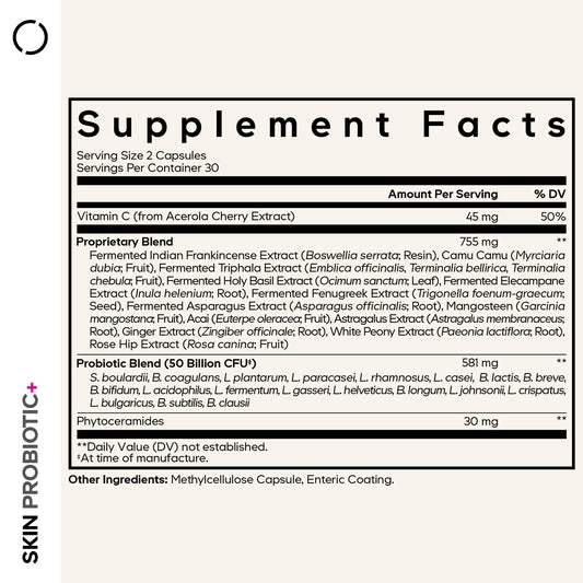 Closeup of Codeage Skin Probiotics capsules for convenient daily intake