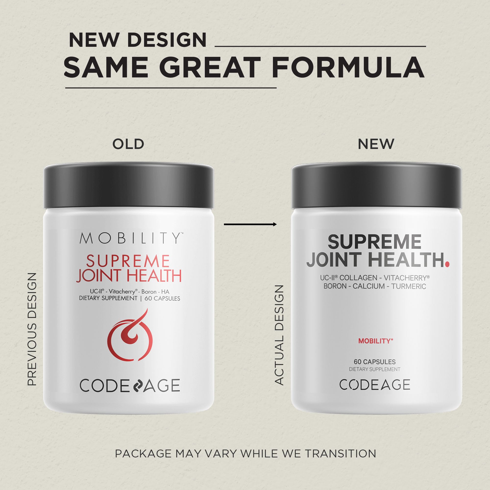 Codeage Supreme Joint Health capsules closeup highlights capsule texture.