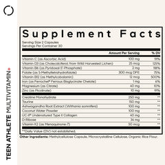 Codeage Teen Athlete Multivitamin+ capsules highlight performance-supporting ingredients.