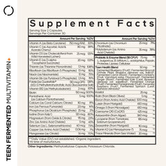 Codeage Teen Multivitamin label closeup shows vitamins A to K for teens