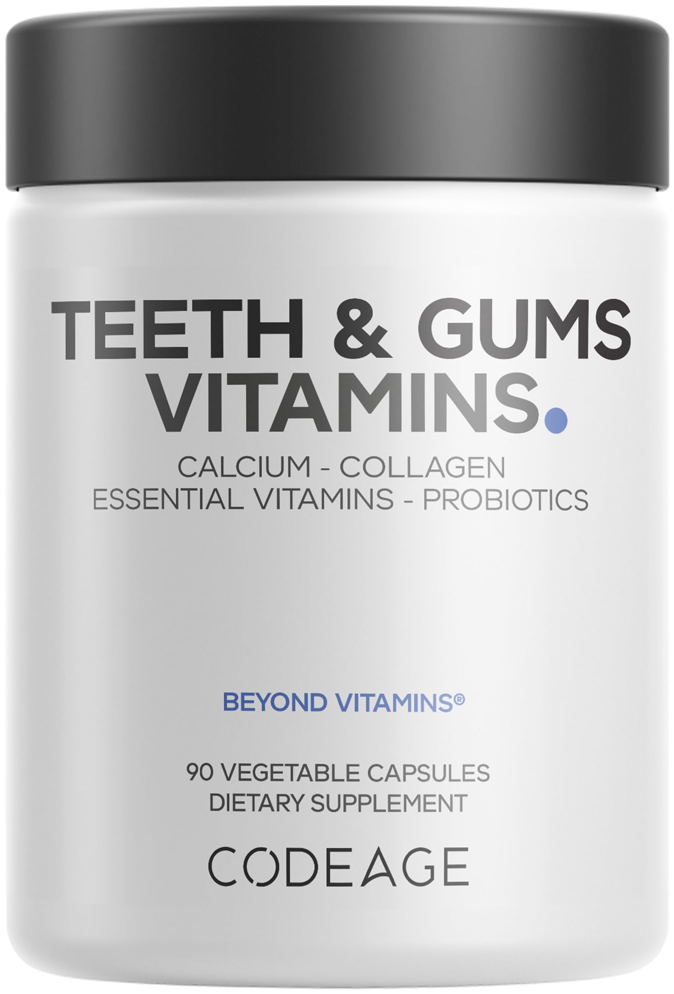 Codeage Teeth & Gums bottle shown for daily oral wellness support.