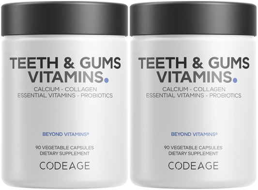 Codeage Teeth & Gums vitamins bottle for daily oral health support.