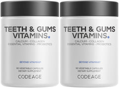 Codeage Teeth & Gums vitamins bottle for daily oral health support.