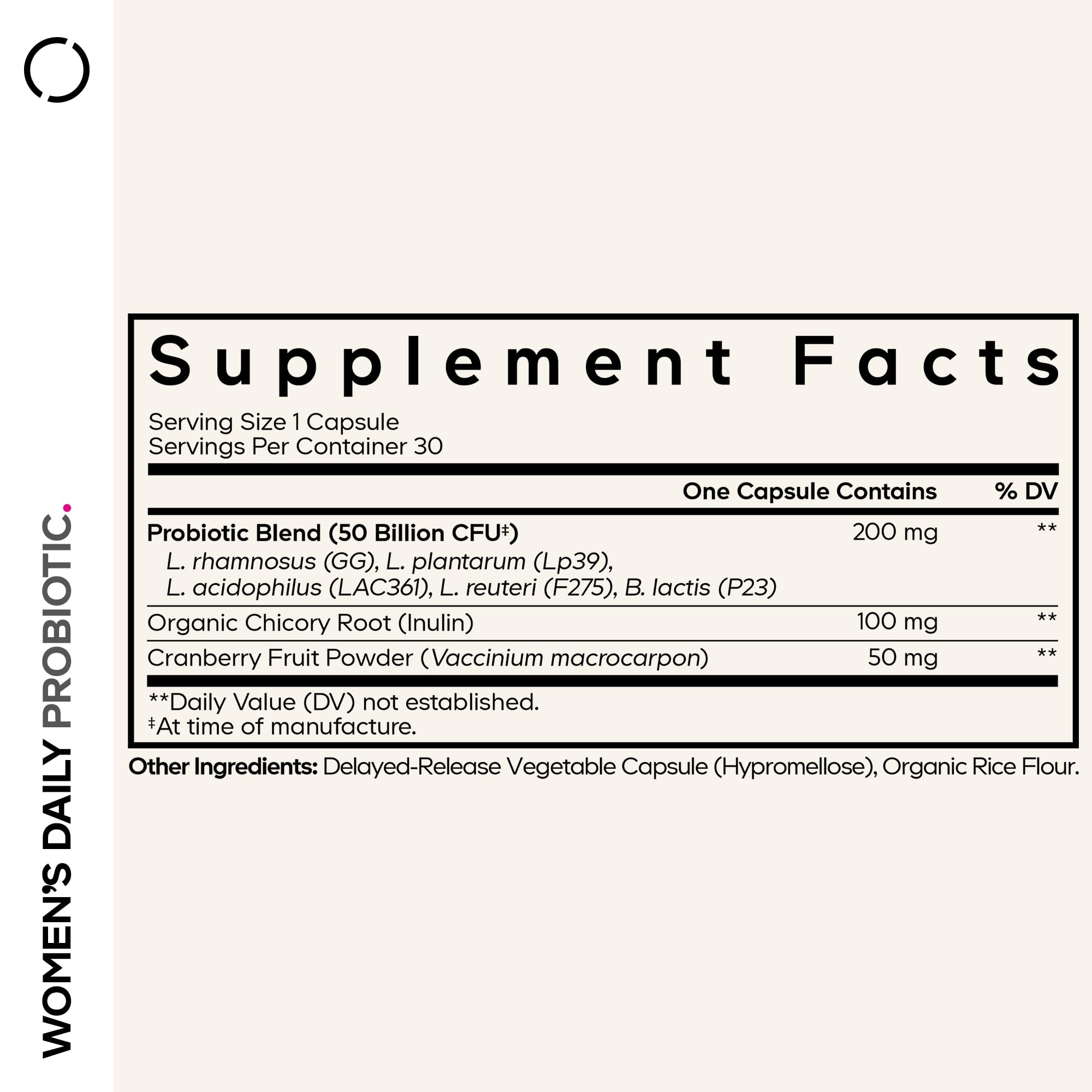 Codeage Women’s Daily Probiotic capsule close-up highlights texture and quality.