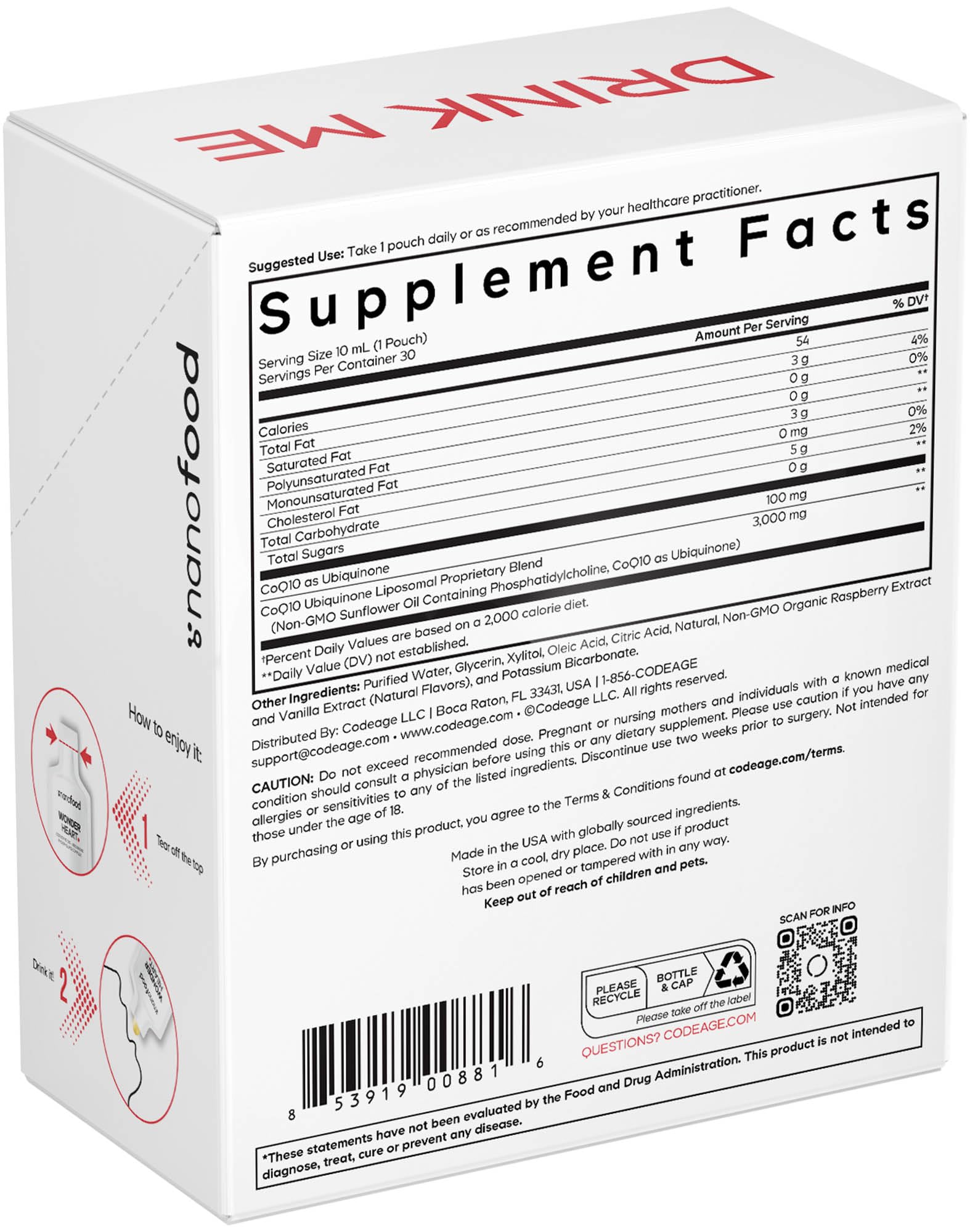 Codeage Wonder Heart pack of 30 pouches signaling long-term daily use.