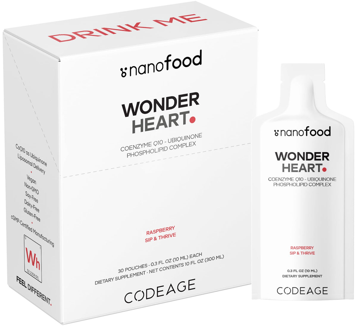 Codeage Wonder Heart pouch front view for easy daily CoQ10 support.