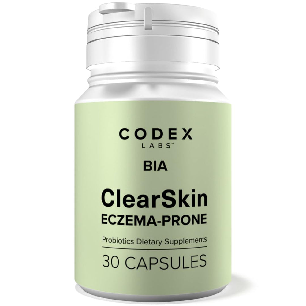 Codex Beauty BIA eczema probiotic bottle promoting skin-gut balance