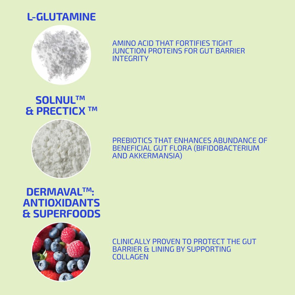 Codex Beauty GutBuilder ingredients bulk display emphasizes plant-based fibers.