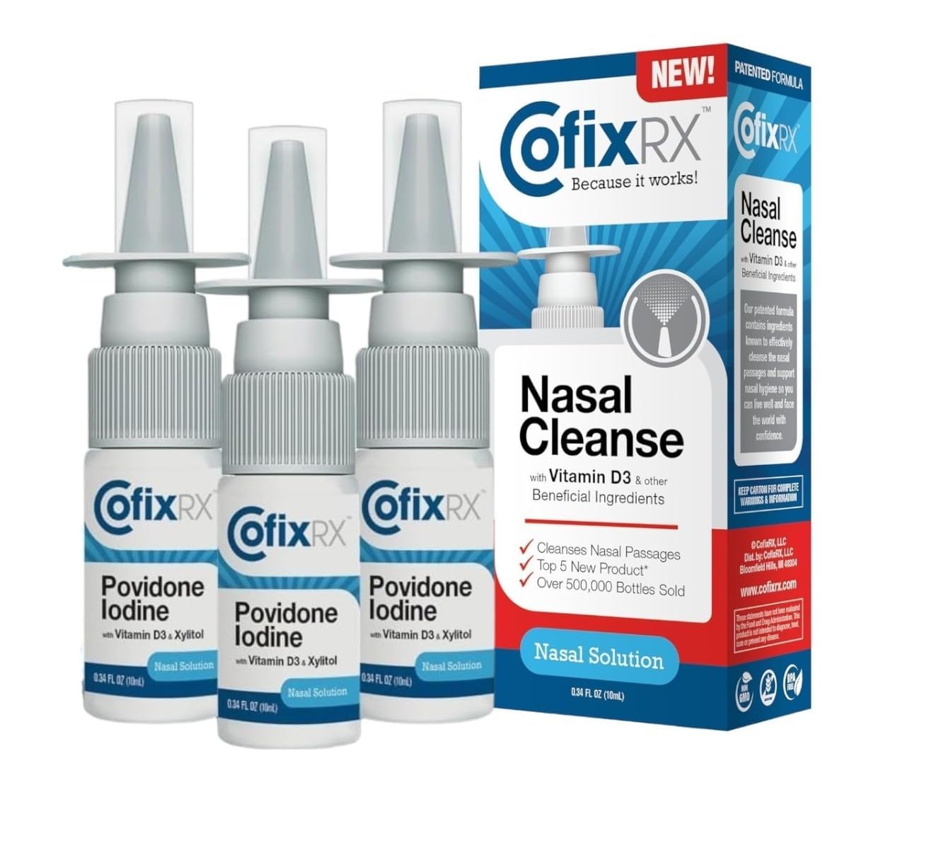 COFIXRX Nasal Cleanse Spray bottle ready for convenient daily nasal hygiene and quick use.