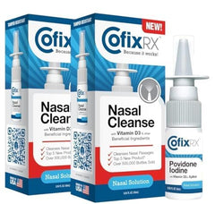COFIXRX nasal cleanse spray with povidone iodine for clean nasal passages and daily use.
