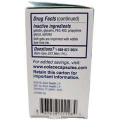 Colace Clear Docusate three-pack box staged for easy storage.