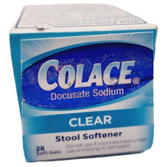 Colace Clear Docusate label displays dosage and usage guidance.