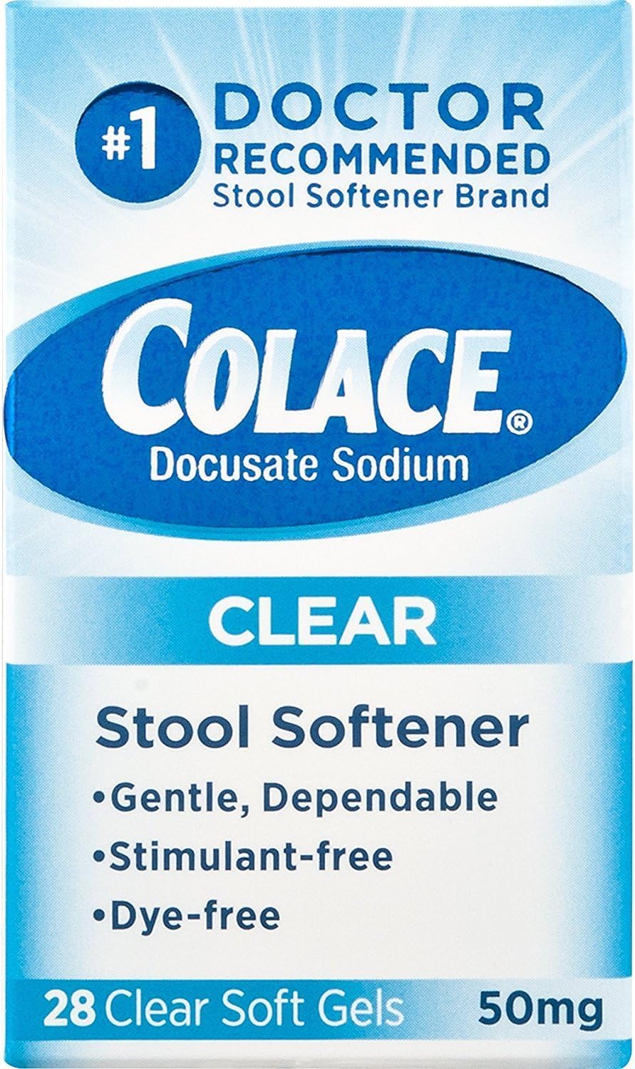 Colace Clear Docusate bottle front view, convenient daily use.