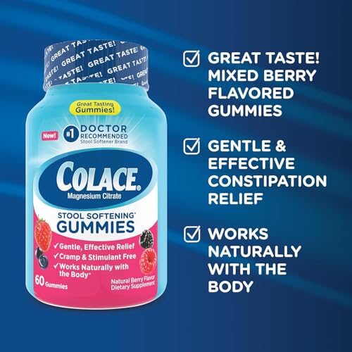 Colace Gummies close-up of berries, highlighting the chewable texture.