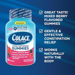 Colace Gummies close-up of berries, highlighting the chewable texture.