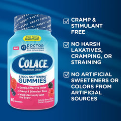 Colace Gummies serving plate with water, ideal for daily routine.