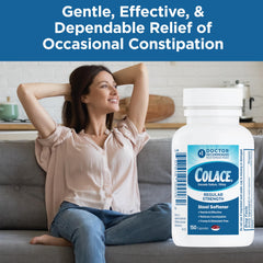 Colace label detail emphasizes safe, regular bowel support