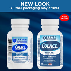 Colace packaging on a pharmacy shelf highlighting doctor recommendation and trusted use.