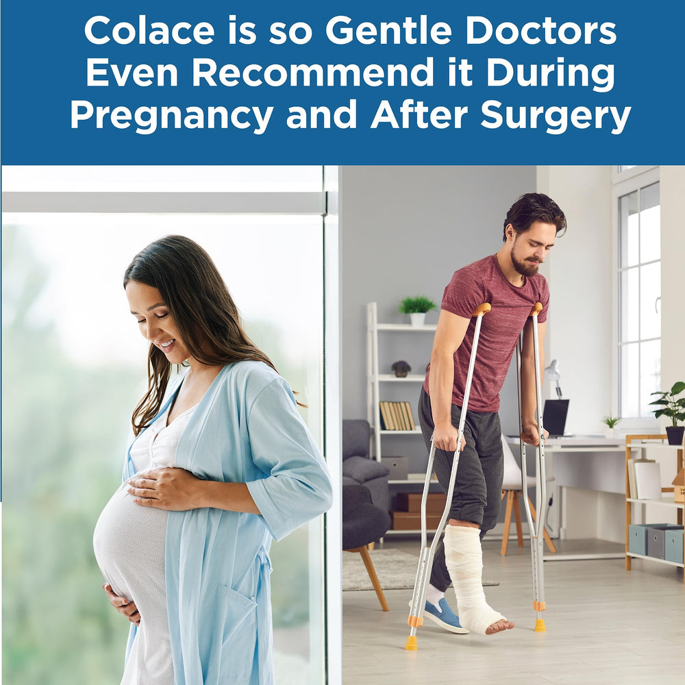 Colace user at home preparing for gentle relief.