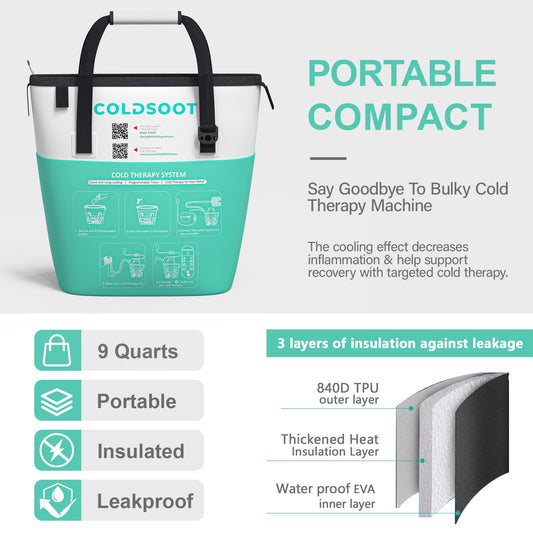 COLDSOOT collapsible 3-tier bucket enabling long-lasting cold therapy during home recovery