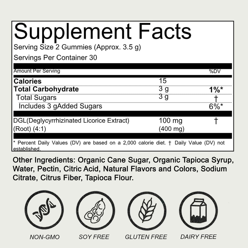 COLEPSW DGL Gummies recyclable packaging image signals sustainability alongside digestive support.