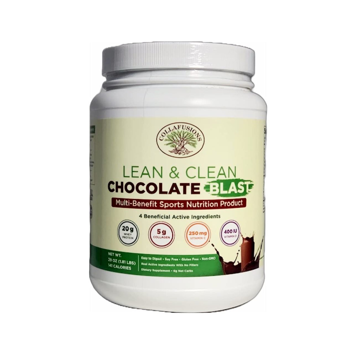 CollaFusions 24-serving container showcasing all-in-one protein and collagen benefits.