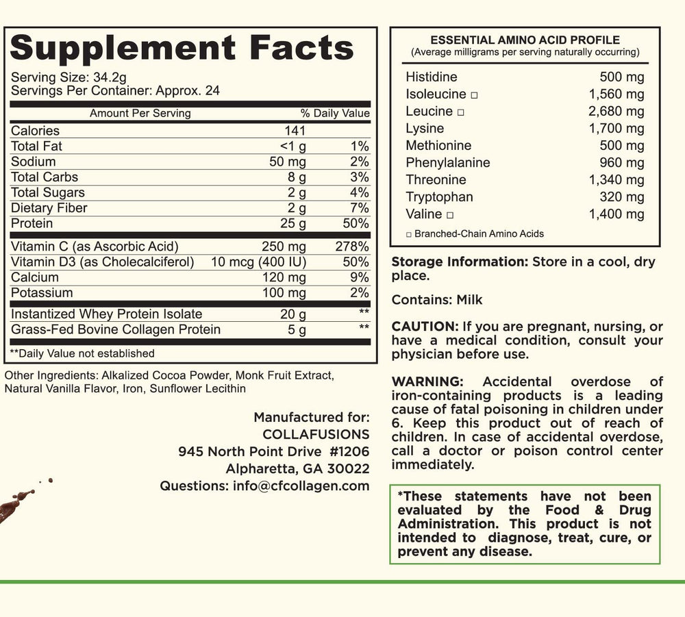 CollaFusions chocolate-blast shake shown as a tasty recovery drink.