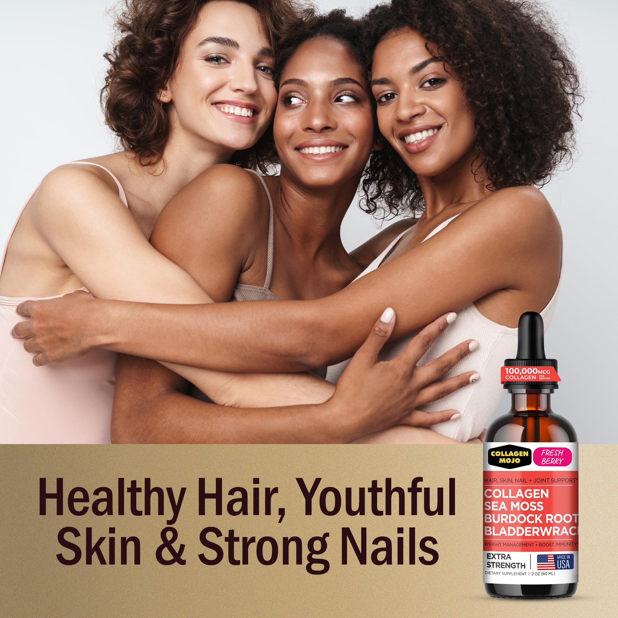 Collagen Mojo bladderwrack feature hinting at joint comfort support.