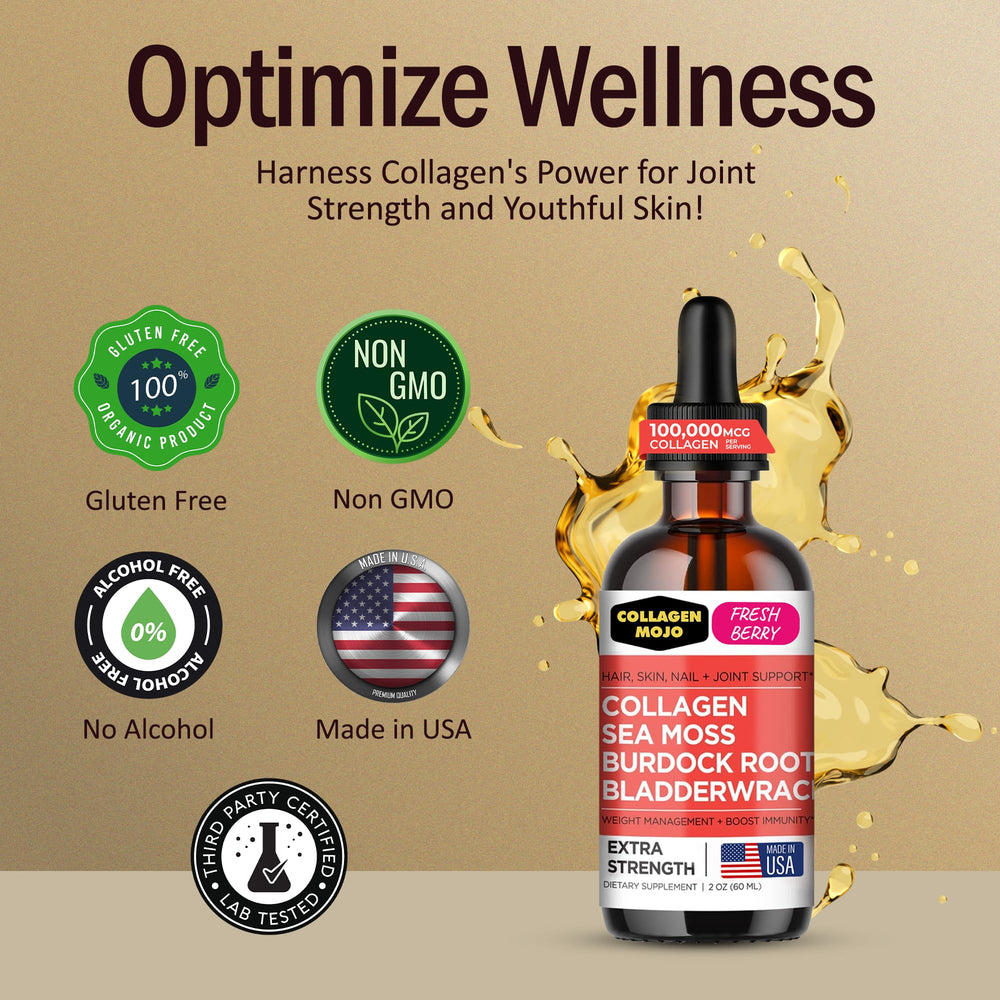 Collagen Mojo burdock root visual suggesting digestive wellness support.