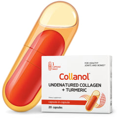 Collanol dual-action formula bottle highlights daily joint support potential.