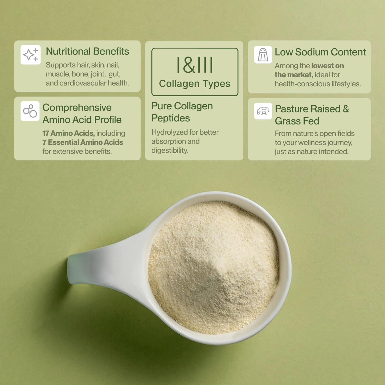 CollaVita collagen peptides powder measuring scoop, convenient for precise daily servings.