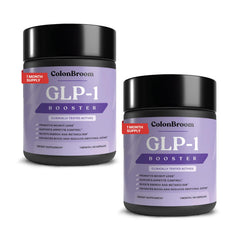 ColonBroom GLP-1 bottle-front showcases a vegan gut health supplement for everyday balance.