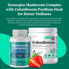ColonBroom bottle with water and glass, encouraging daily use