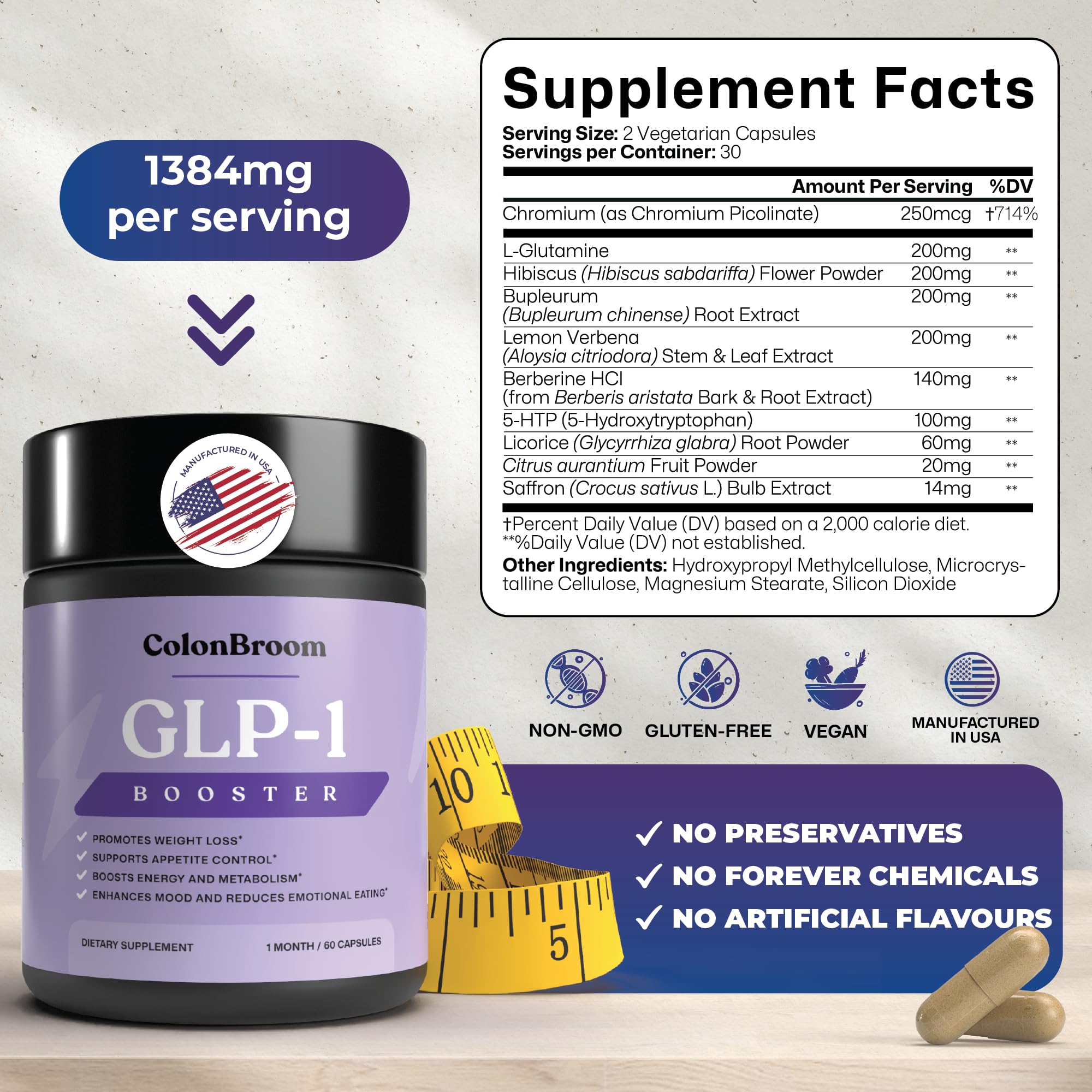ColonBroom packaging scene highlights a convenient 60-count supply