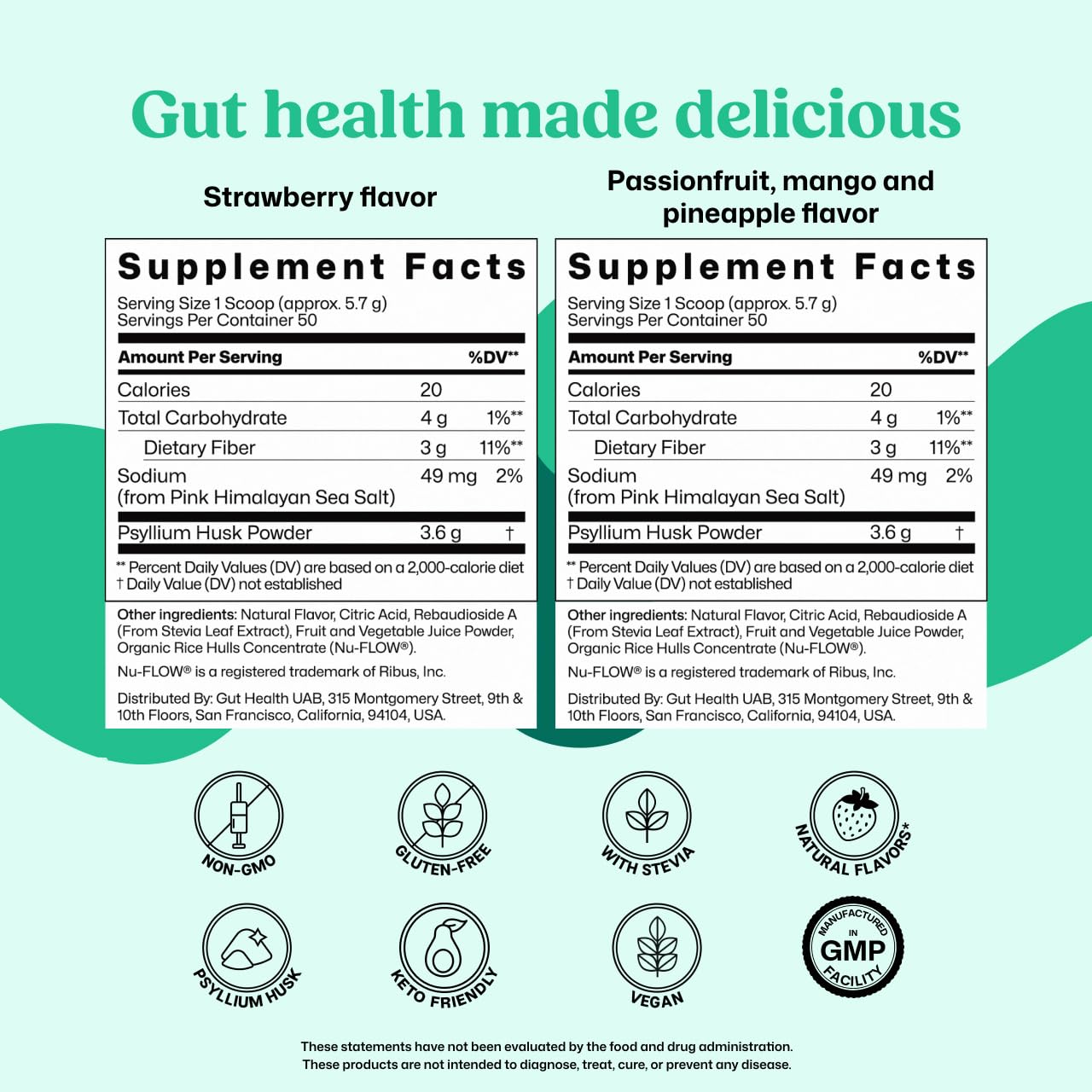ColonBroom tropical fruits flavor powder—refreshing fiber for gut health.