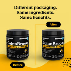 ColonBroom strawberry powder closeup highlighting psyllium husk blend.