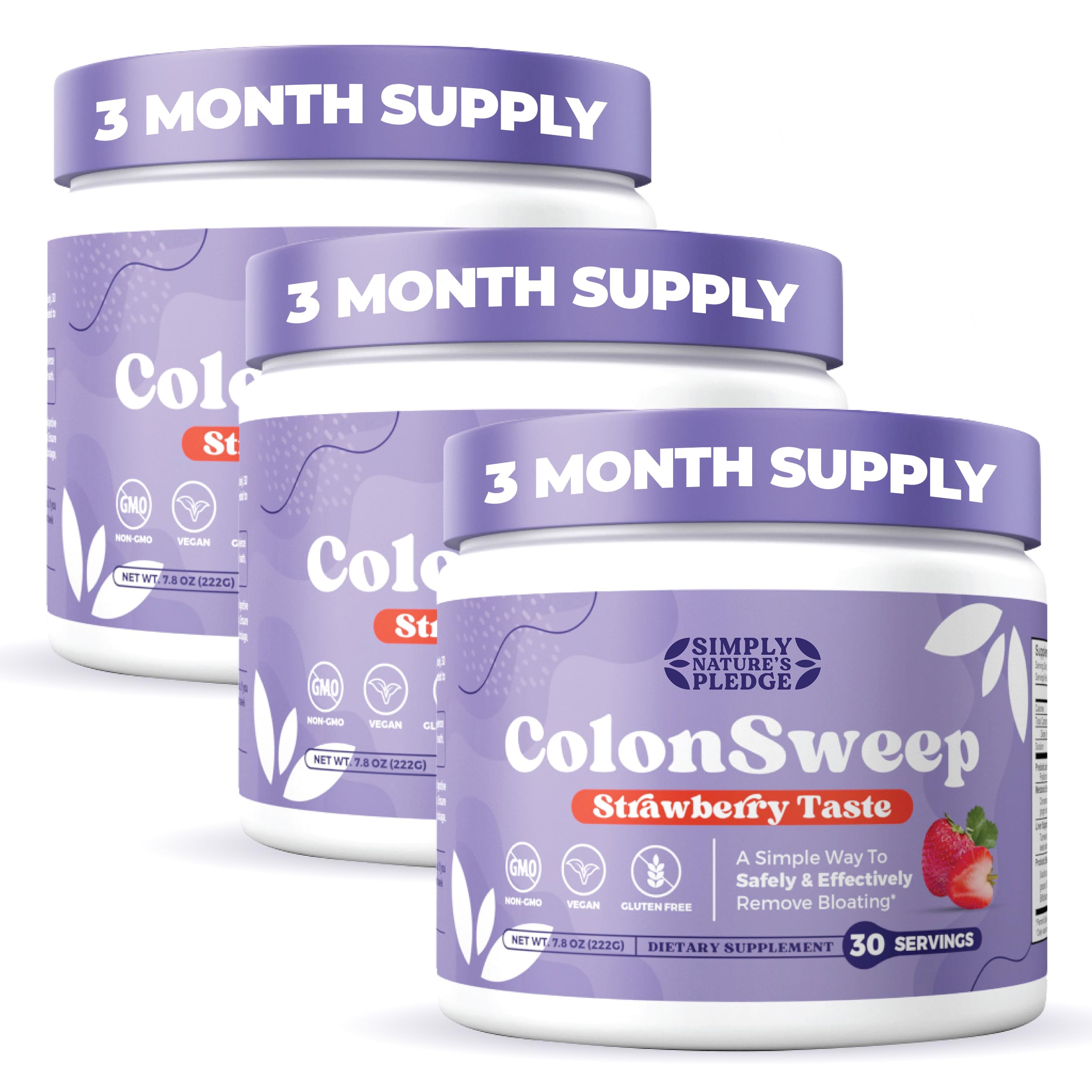 ColonSweep strawberry psyllium powder tub for gentle gut cleansing and berry flavor.